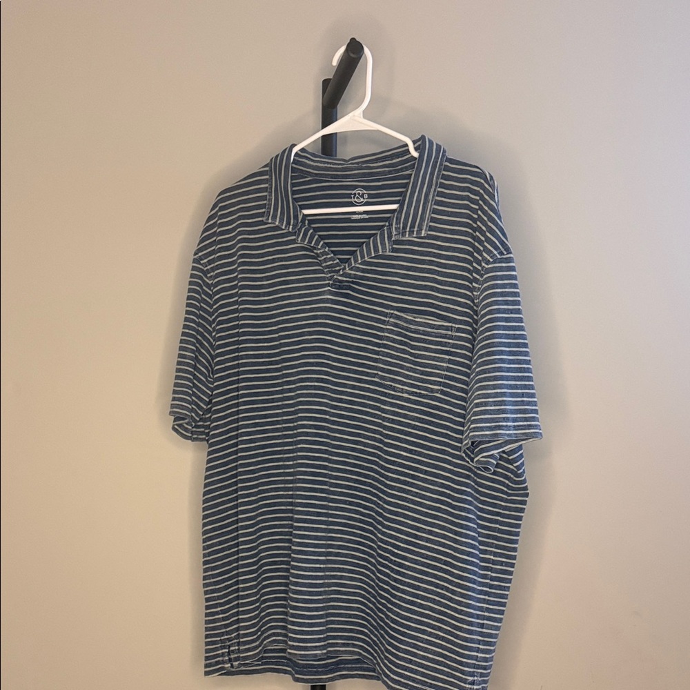 Treasure & Bond Navy & Light Blue Striped Polo Shirt Men’s Size 2XL Casual